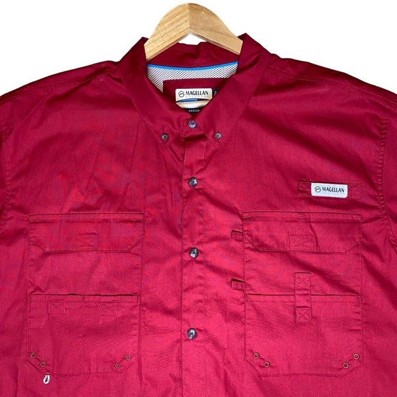 MAGELLAN Outdoors Angler Fit Red Short Sleeve Fishing‎ Shirt Men’s 2XL - Picture 2 of 10
